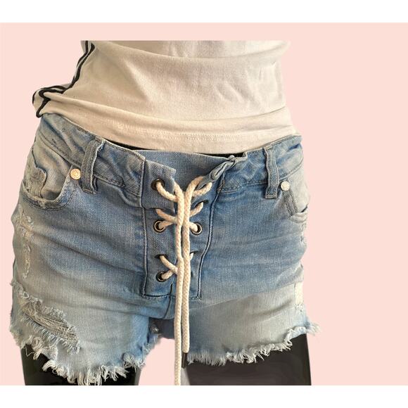 Fringed Tie Up Shorts - Picture 1 of 2